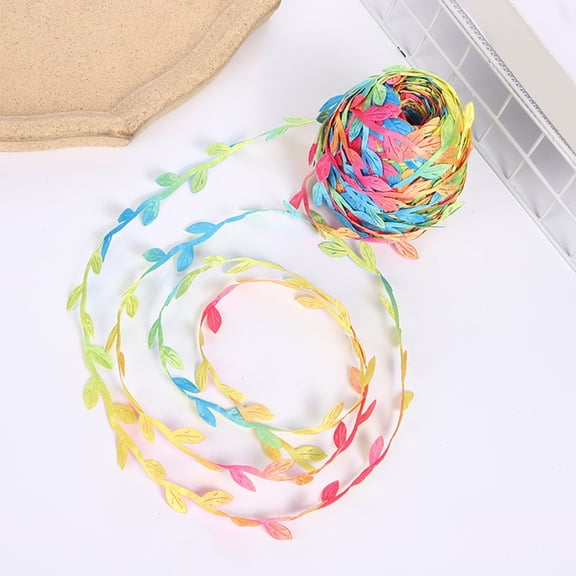 394IN Artificial Leaves Ribbon Decoration Fake Vines Leaves String Trim Ribbon Greenery Ivy Leaf Garland for Wedding Celebration Party Decoration and DIY Crafts Making (Multicolor)