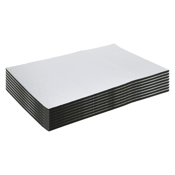 394mil 12.88qft Sound Deadening Mat 10mm Aluminum Foil Foam Heat Shield Material Self Adhesive for Car Hood Fender and Boat Engine Cover 50x30cm 8pcs