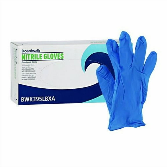 395 Series Disposable General-Purpose Nitrile Gloves, Powder-Free, Large, 5 mil Thick, 9.5" Long, Bl | Bundle of 2