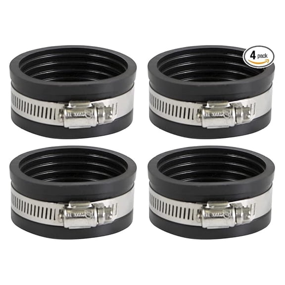 3952x4 Flexible Pvc Pipe with Stainless Steel Clamps, 3 Inch Black (Pack of 4)