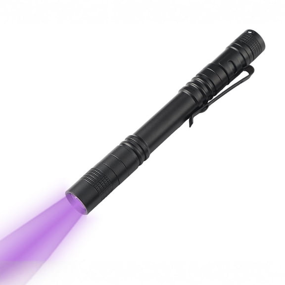 395nm UV Blacklight Flashlight Pen, Portable Aluminum UV Light Detector for Pet Urine Stains Currency ID, IPX4 Water Resistant with Metal Clip