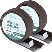 396 Inch Weather Stripping Window Door Seal Strip 33 Feet Self Stick Weatherstrip Gap Draft Blocker, Brown