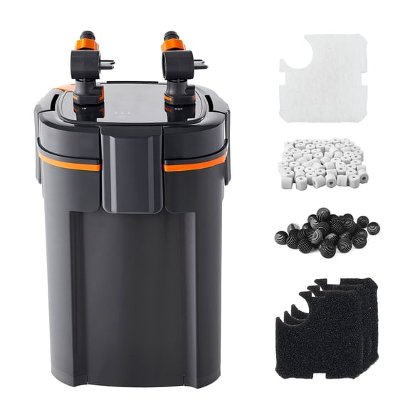 396GPH Canister Filter, 4-Stage External Aquarium Filter with Timed Light, Power