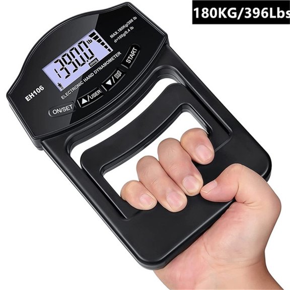 396LBS Digital Hand Grip Strength Tester with LCD Display, Adjustable Grip Strength Meter for Forearm and Finger Training, Electronic Hand Exerciser for Strength Training Workout,EH106 180kg