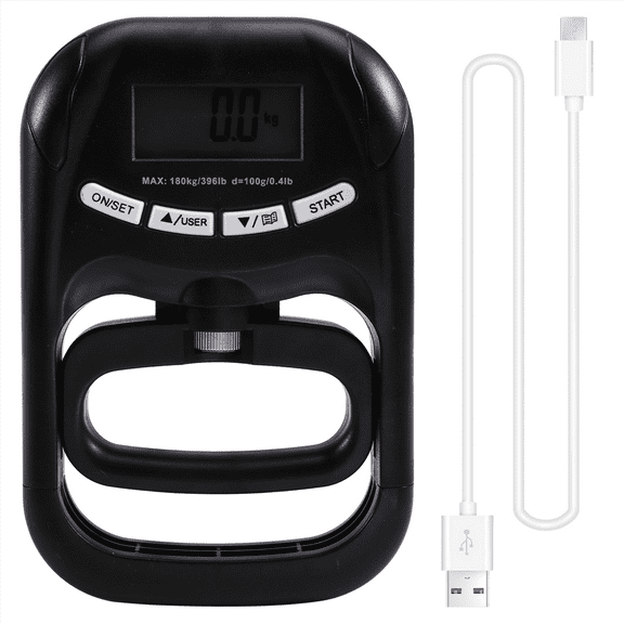 396Lbs/180Kg EH121 Digital Hand Dynamometer Hand Grip Strength Trainer Grip Strengthener for Home School Black