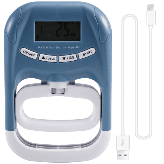 396Lbs/180Kg EH121 Digital Hand Dynamometer Hand Grip Strength Trainer Grip Strengthener for Home School Blue