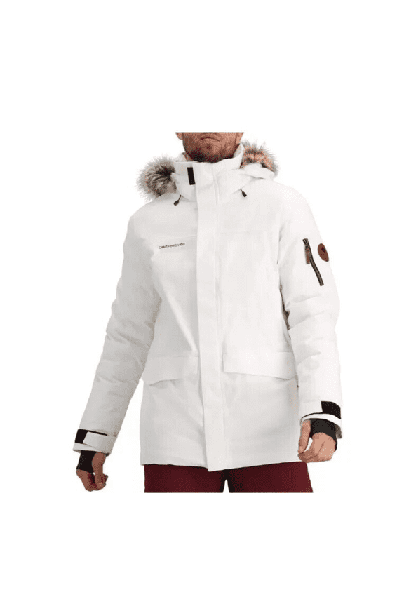 $399 Obermeyer Ridgeline Insulated Ski Jacket with Faux Fur (Men's), White, 2XL
