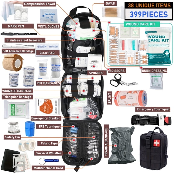 399 Piece Portable Outdoor Survival Emergency First Aid Kit