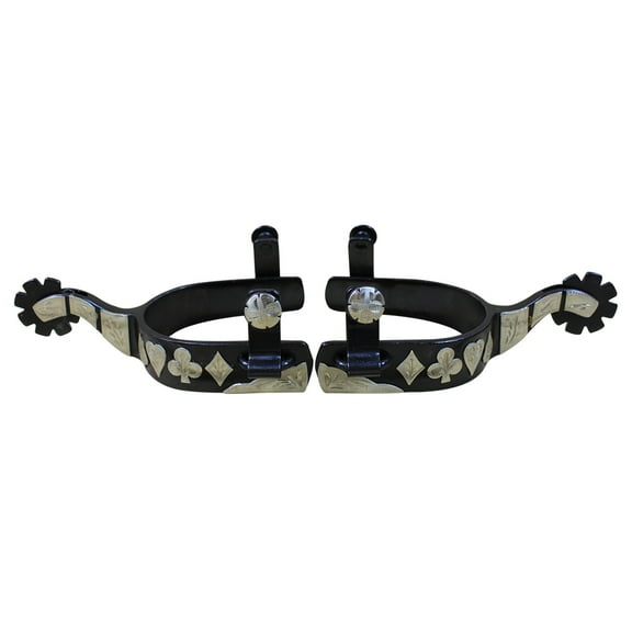 39AH Hilason 3/4" Shank Mens Spurs Black Steel Gambler