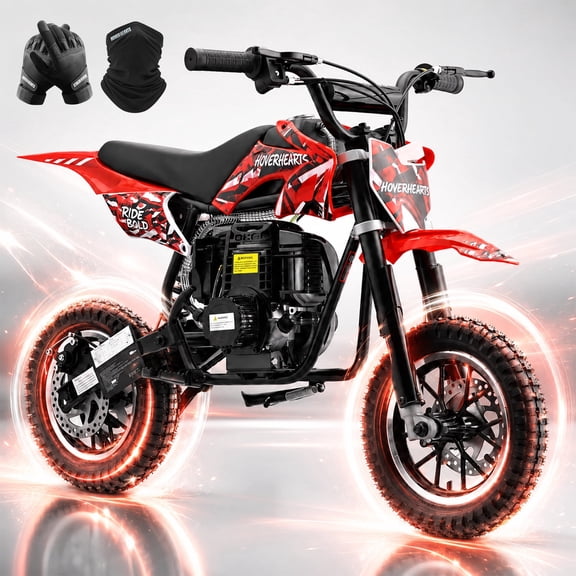 39CC 4-Stroke Mini Dirt Bike, EPA Certified Gas Powered Off-Road Pit Bike with Dual Disc Brakes, Pull Start, Anti-Slip Offroad Tires, Max Speed 18MPH for Young Riders,RED