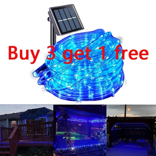 39Ft 100 Led Solar Tube Lights Waterproof String Light Outdoor Garden Lamp