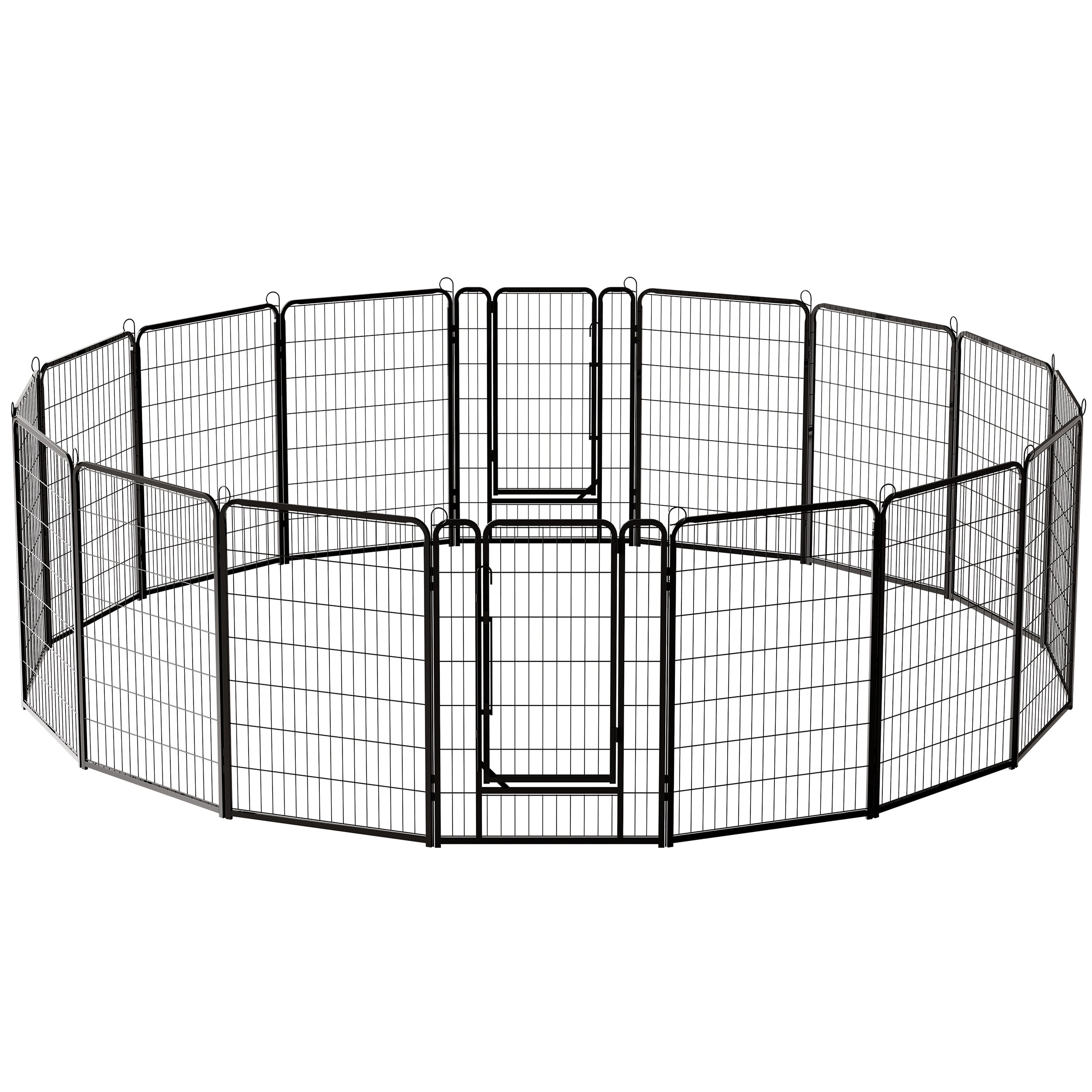 Vibrant Life Heavy Duty 16-Panel Metal Wire Playpen for Dogs, Black, 39"