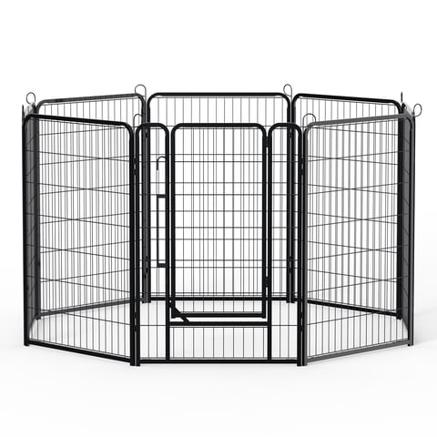 Vibrant Life Heavy Duty 8-Panel Metal Wire Playpen for Dogs, Black, 39"