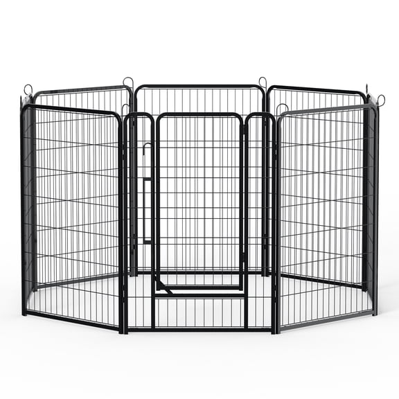 Vibrant Life Heavy Duty 8-Panel Metal Wire Playpen for Dogs, Black, 39"