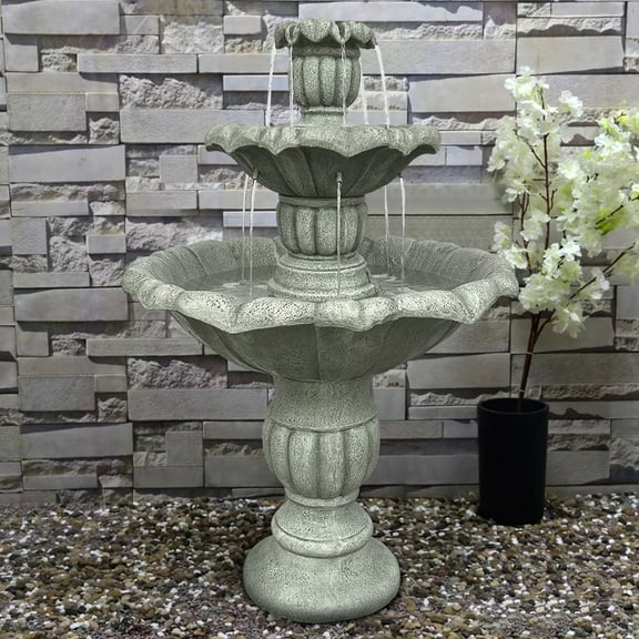 39In 3Tier Mediterranean Outdoor Water Fountain Concrete Construction