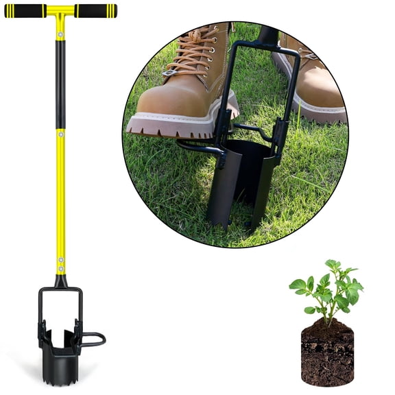 39In Bulb Planter Tool Long Handle,Serrated Base Gardening Bulb Transplanter with Soft Grip,Lawn Plug Garden Tool for Transplanting,Digging,Grass Plug,Soil Sampler,Flowers,Vegetables