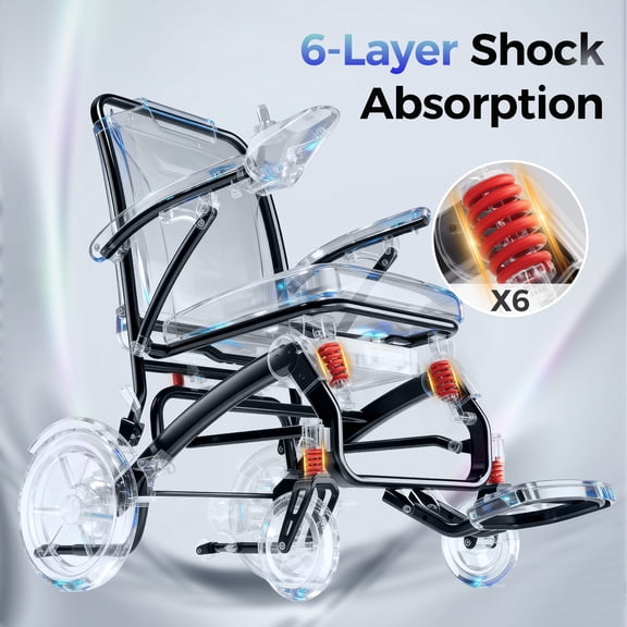 39LB Ultra Lightweight Foldable Electric Wheelchair - 20 Miles Travel Range, All Terrain Portable Motorized Mobility Chair for Adults & Seniors