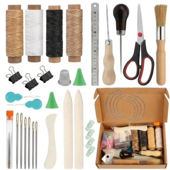 39-Piece Book Binding Tool Set, Waxed Thread Bone Folders Awl Needles Kit for DIY Book Making Paper Crafts