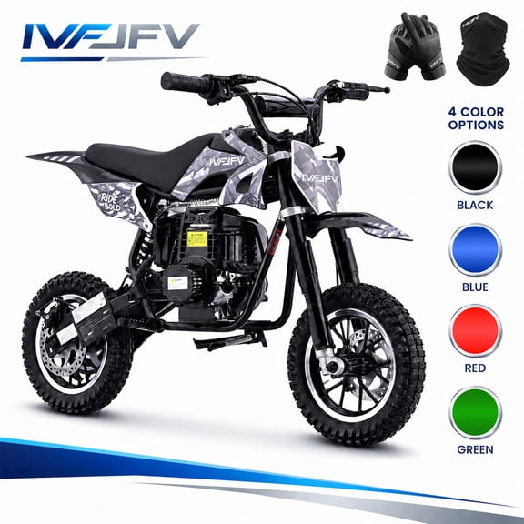 39cc 4-Stroke Gas Dirt Bike ,Mini bike 18mph Max Speed for beginners, Front and Rear Disc Brakes, Rear Suspension, Lightweight 48 Lbs & 17 Inch Seat Height Recommended Height 3'8"-4'5",Black