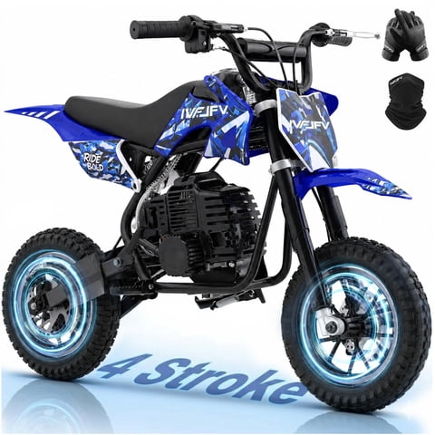 39cc 4-Stroke Off-Road Mini Bike Gas Powered, 20 MPH max Speed, 27 Miles Range, Dual Disc Brakes, EPA Approved Pocket Bike Supports 165 lbs for Teens,Blue