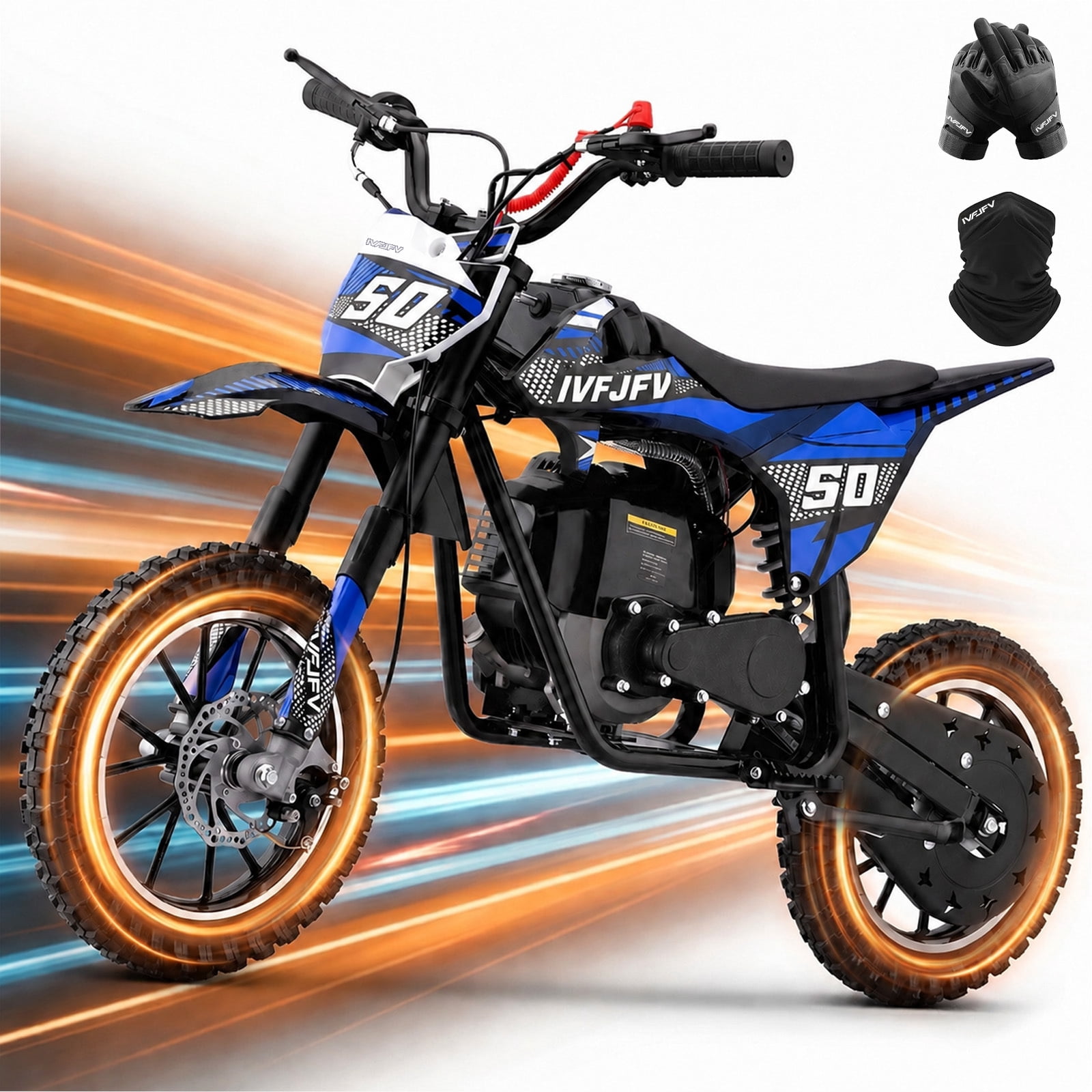 39cc Dirt Bike,IVFJFV Gas Powered Mini Bikes, 4 Stroke Off-Road Mini Bikes, Trail Bike with Speeds up to 25 MPH,Weight Support Up to 165 LBS for Ages 8+,Blue