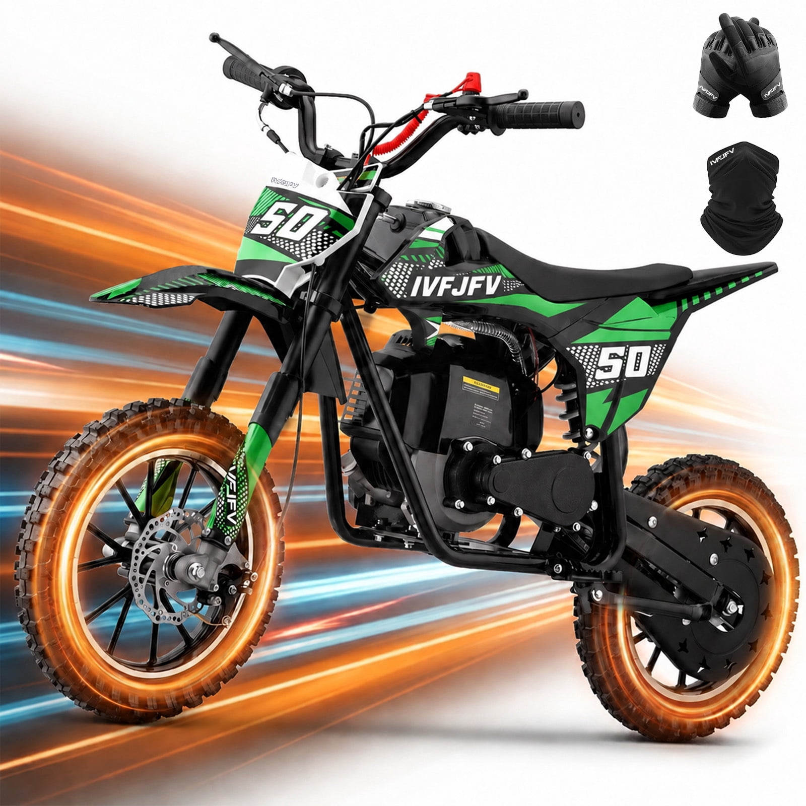39cc Dirt Bike,IVFJFV Gas Powered Mini Bikes, 4 Stroke Off-Road Mini Bikes, Trail Bike with Speeds up to 25 MPH,Weight Support Up to 165 LBS for Ages 8+,Green