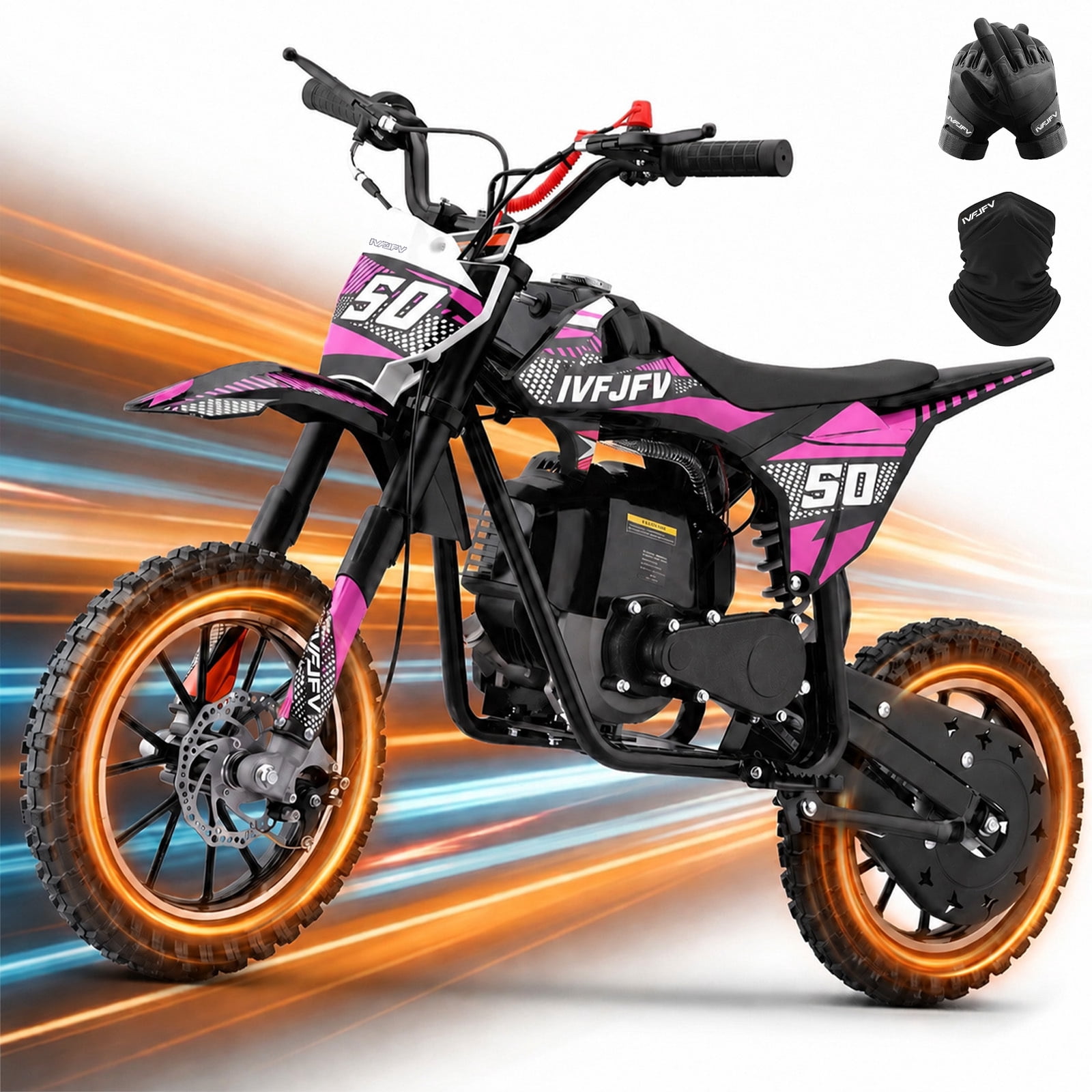 39cc Dirt Bike,IVFJFV Gas Powered Mini Bikes, 4 Stroke Off-Road Mini Bikes, Trail Bike with Speeds up to 25 MPH,Weight Support Up to 165 LBS for Ages 8+,Pink