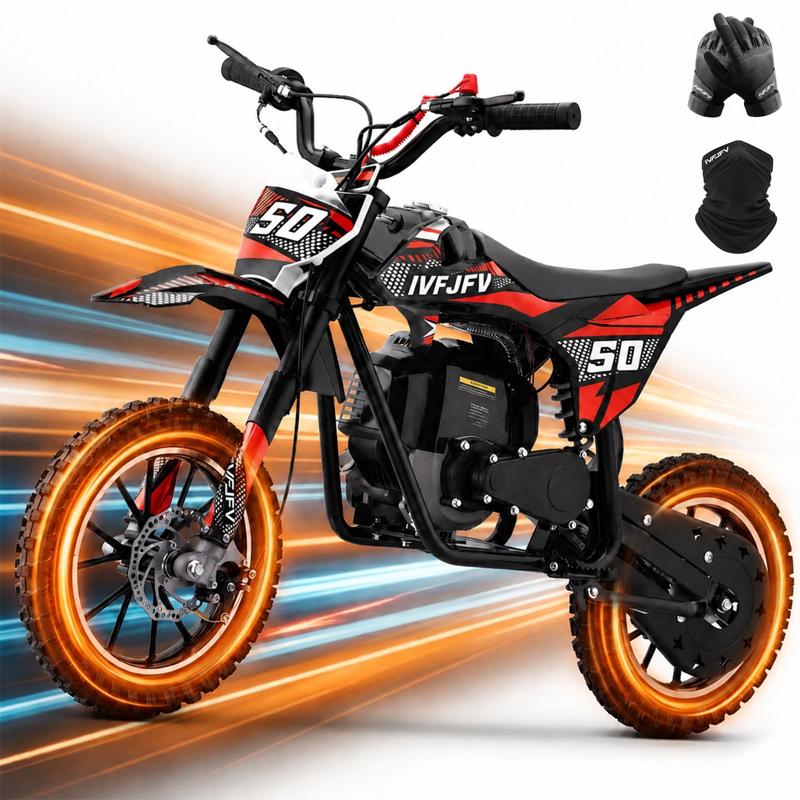 39cc Dirt Bike,IVFJFV Gas Powered Mini Bikes, 4 Stroke Off-Road Mini Bikes, Trail Bike with Speeds up to 25 MPH,Weight Support Up to 165 LBS for Ages 8+,Red
