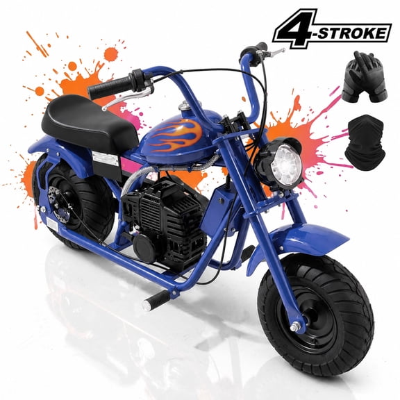 39cc Gas Power Mini Bike, 20MPH 4 Stroke Dirt Bike for Teens, Heavy Duty Gas Mini Bike with Wide Air Tires, Rear Disc Brake, Max 160LBS Load Mini Gas Dirt Bike,Blaue