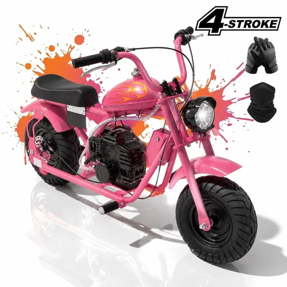 39cc Gas Power Mini Bike, 20MPH 4 Stroke Dirt Bike for Teens, Heavy Duty Gas Mini Bike with Wide Air Tires, Rear Disc Brake, Max 160LBS Load Mini Gas Dirt Bike,Pink