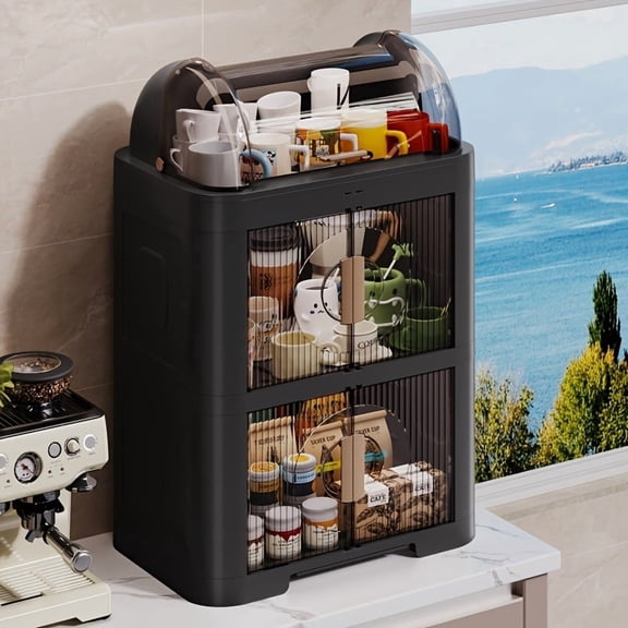 39cm Foldable Storage Box with Flip-Top Lid – 2/3 Pack Plastic Organizer with Dual Door Design