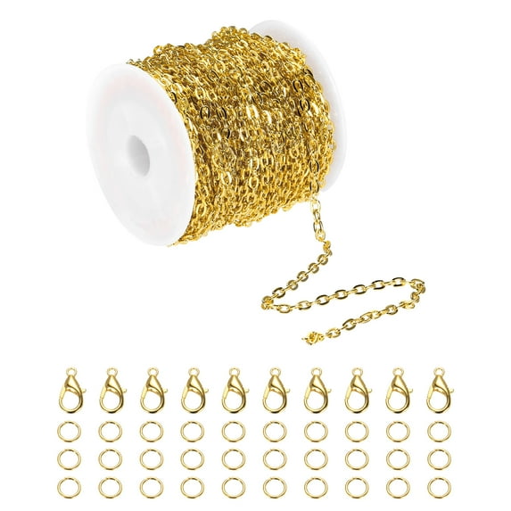 39ft Gold Chain for Jewelry Making with Jump Rings and Lobster Clasps-0 ...