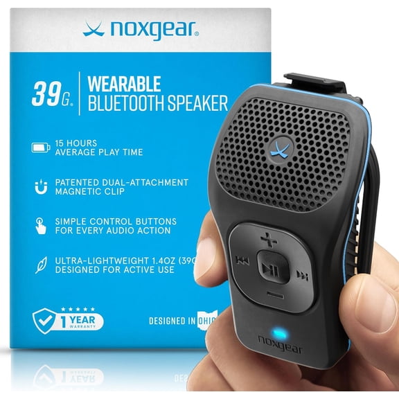 39g Wearable Bluetooth Speaker, Magnetic Mini Clip-On, Waterproof Up to 15 Hours Playtime | Clip On Bluetooth, Wearable Speaker with Microphone, 100ft Range
