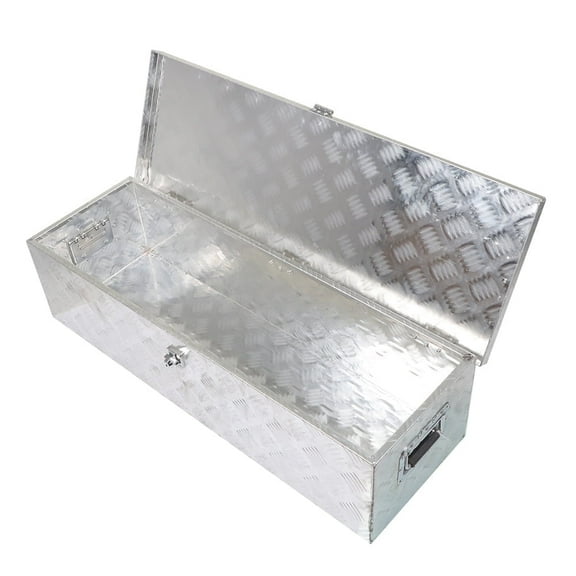 39in Aluminum Pick Truck Bed Tool Box Storage Case for Pick Up Truck Bed Rv Atv 39 x 13 x 10in (L x W x H) w/Lock & Key 1.5mm Thick Silver