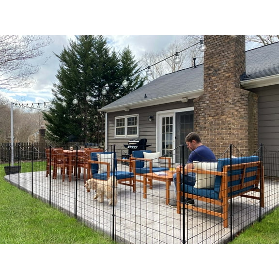 39in H (5 Fence Panels) No Dig Easy Install Zippity Black Metal Fence, Decorative Fence Ideal for Garden Fencing For Dogs, Temporary Fence or Garden Fence Animal Barrier, WF29006