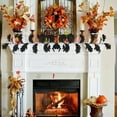 thumbnail image 1 of 39in Halloween Rattan Garland - Flying Witch Vine with Pumpkin & Maple Leaves (TikTok Viral Decor, Fireplace/Doorway Swags, Thanksgiving Fall Party Supplies), 1 of 6
