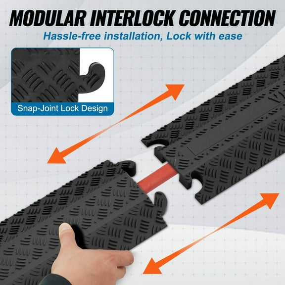 39in Heavy Duty Cord Cover Ramp - 2000lbs Capacity, Speed Bump Protector