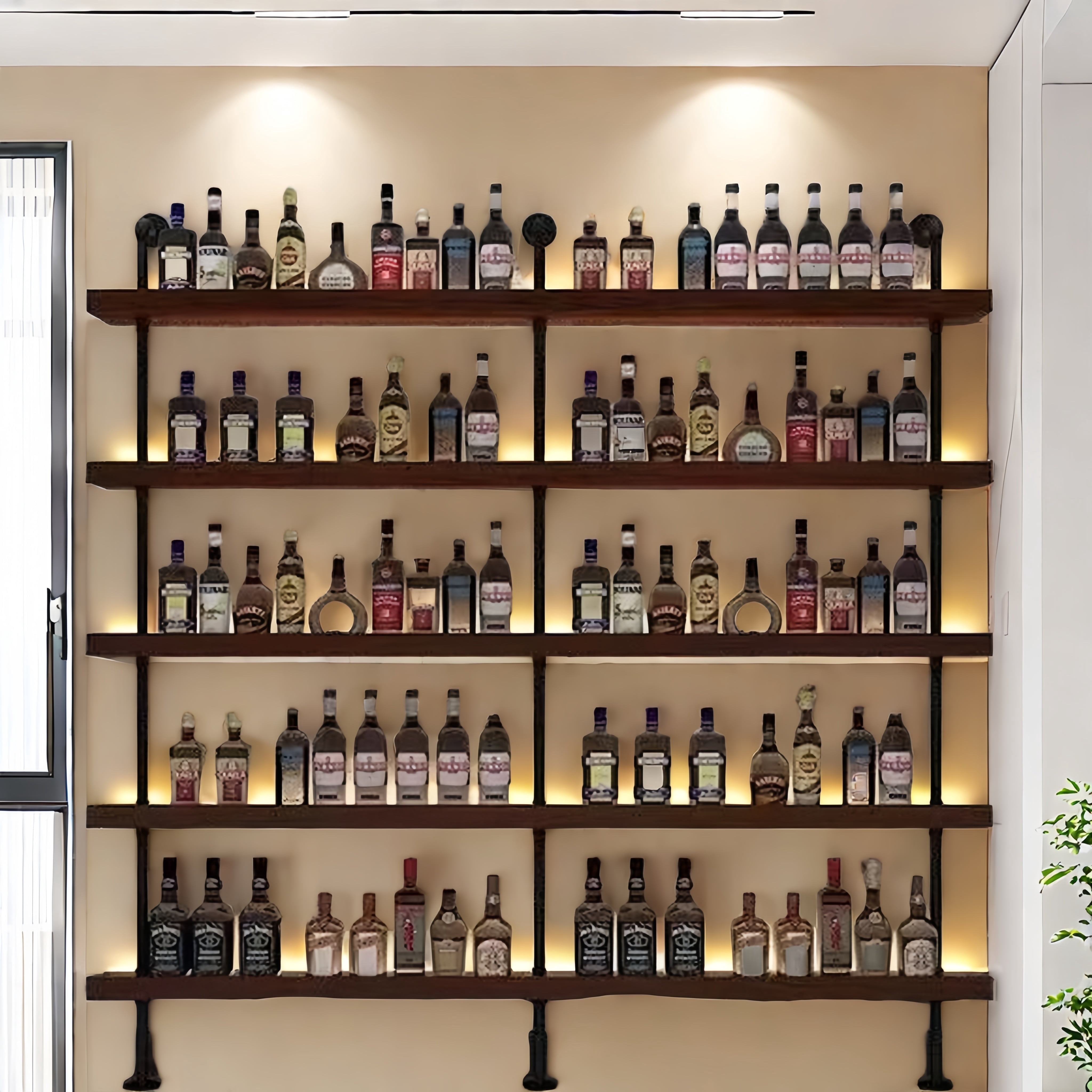 Wall Rack Beer 39in Industrial Wall Mounted Wine Rack, 5-Tier Rustic Metal Floating ...