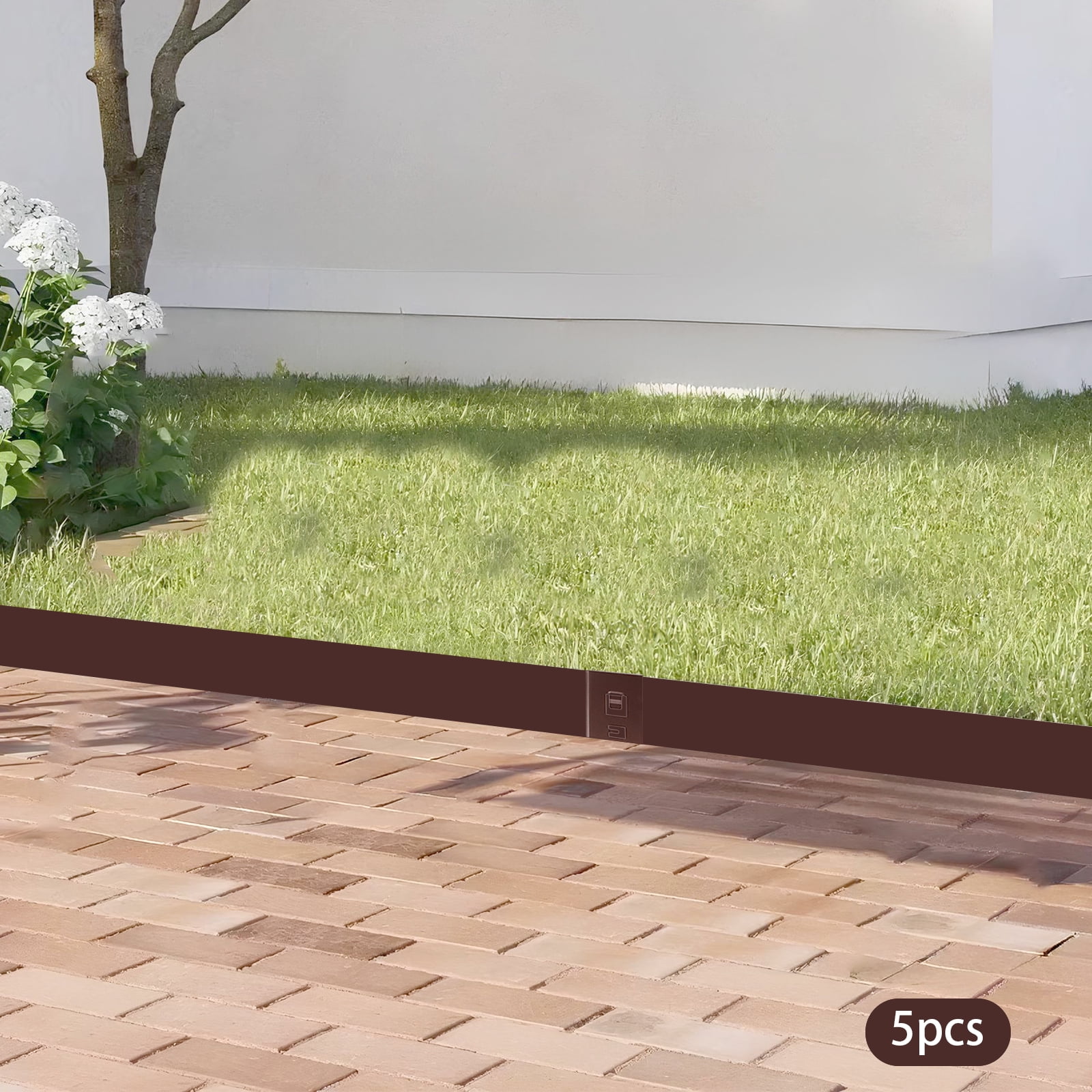 39in Landscaping Edgings 5 PCS Brown Metal Lawn Edging Steel Garden Border for Gardens, Paths, Lawns, And Outdoor Patios