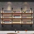 thumbnail image 1 of 39in Large Wall Mounted Wine Rack, 3 Tier Industrial Pipe Shelf Rustic Wood Shelves, Wall Bar Shelves for Liquor Bottles Display Storage Organizer for Dining Room(Walnut, No Lights), 1 of 6
