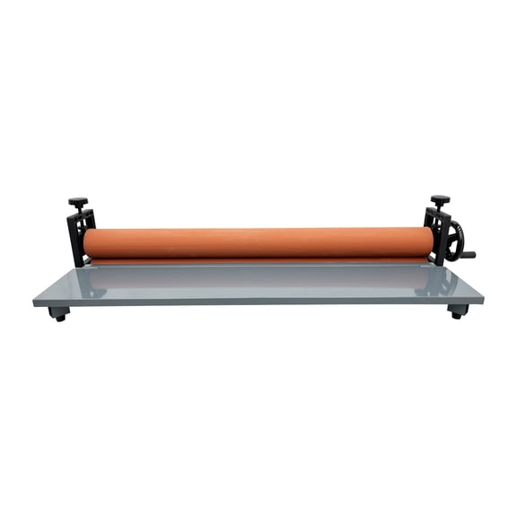39in Manual Cold Roll Laminating Machine Adjustable Pressure Rubber Roller with Fold-up Table for Poster Photo Document Book