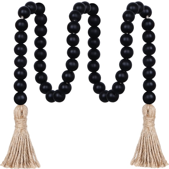 39in Wood Bead Garland Farmhouse with Tassels,Versatile Prayer Beads Boho Chic Wall Hanging Home Decor