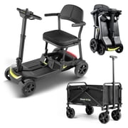 ScootNGo Lite Lightweight Electric Travel Foldable Mobility Scooter for Seniors, 39 lbs 4-Wheel Airline Approved with Trailer, Yellow