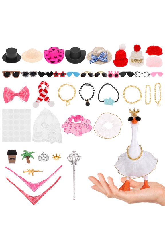 39pcs 7" Mini Desk Goose Outfit Headwear Mini Hat Accessory Small Desk Outfit Hat Accessory Costume for Magnetic Goose Statue Key Holder Table Decor,Fits Mini Porch Goose