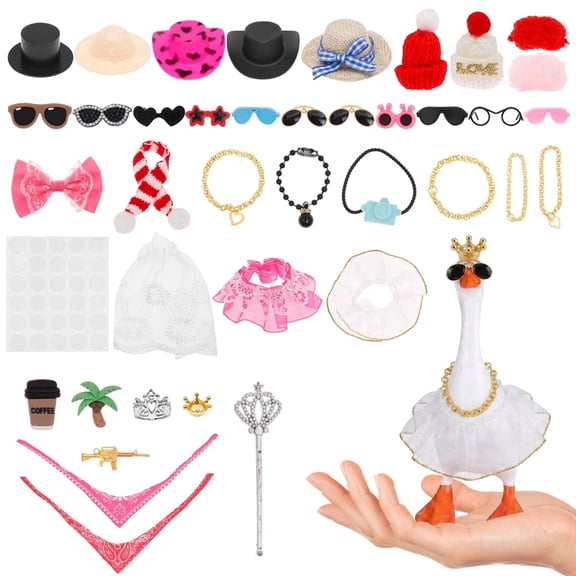 39pcs 7" Mini Desk Goose Outfit Headwear Mini Hat Accessory Small Desk Outfit Hat Accessory Costume for Magnetic Goose Statue Key Holder Table Decor,Fits Mini Porch Goose