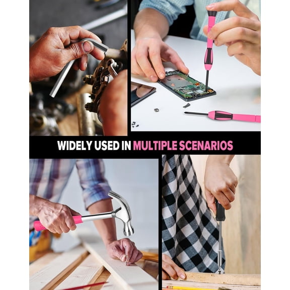 39pcs Pink Household Tool Set, Essential Hand Tool Kit with Plastic Toolbox for Home Repairs, DIY & Crafts, Perfect for Students & Everyday Use$$