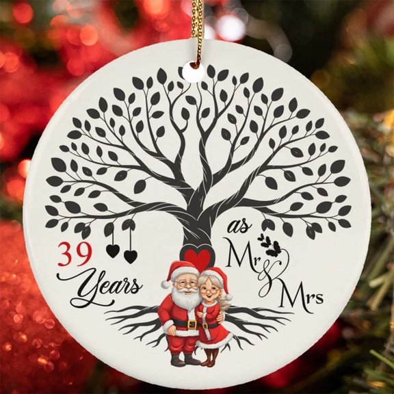 39th Anniversary Ornament Santa Claus Couple 39 Year As Mr Mrs kriStmAs 2PCS Ornaments - Trending for Present