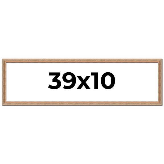 39x10 Frame Brown 60's Wooden Cabinet Solid Wood Picture Frame | 1 Inch Moulding Width | Complete