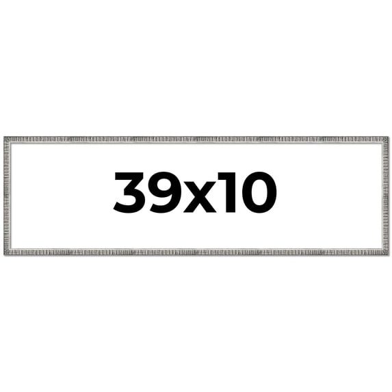 39x10 Frame Silver Grey Distressed Solid Wood Picture Frame | 0.75 Inch Moulding Width | Interior