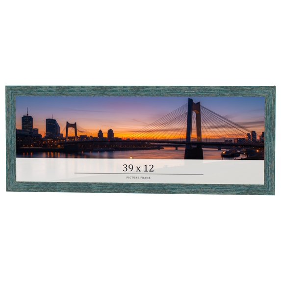 39x12 Frame Blue Rustic Barnwood Solid Wood Picture Frame Width 1.25 Inches | Interior Depth 0.5